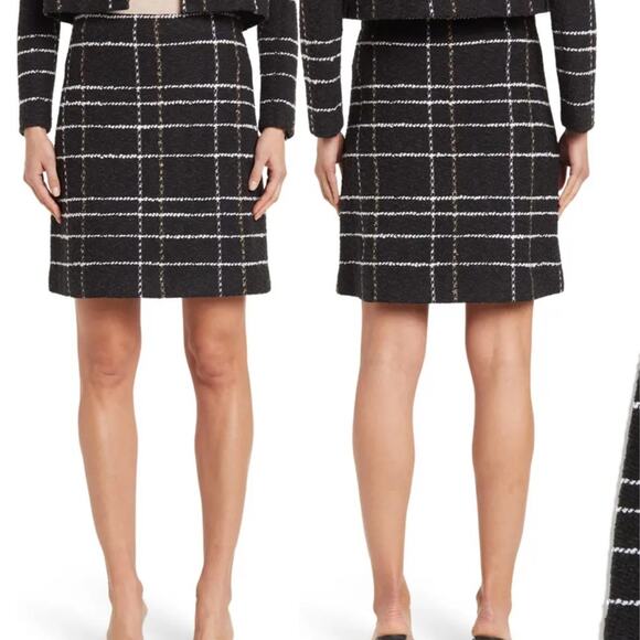 St. John Skirt Textured Intarsia Grid Print Knit Pull-On Mini Size Medium